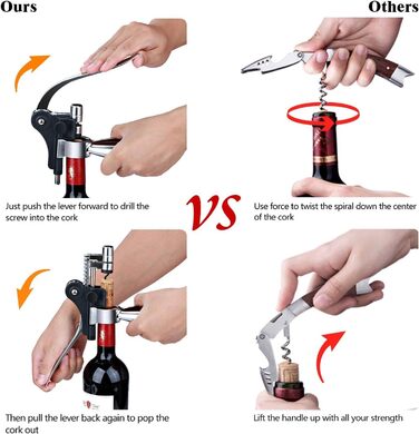 Corkscrew Wine Gift Set, Premium Wine Opener Set with Foil Cutter, Wine Pourer, Vacuum Wine Stopper, for All Types of Corks, Gift for Men and Women