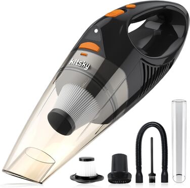 Портативний бездротовий пилосос Kitsky - 12500 Па, LED, HEPA-фільтр, для авто, дому та офісу, оранжевий