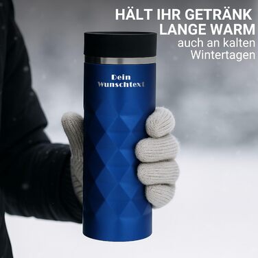Термокружка Elasto з нержавіючої сталі, 450 мл, з індивідуальною гравіюванням, блакитна. Зручна для кави 'to go', 100% захист від протікання та термоізоляція.