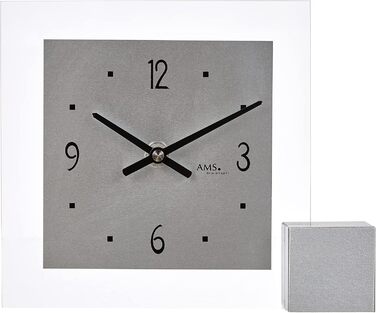 AMS Quartz Table Clock, Silver, 19 x 16 x 4 cm
