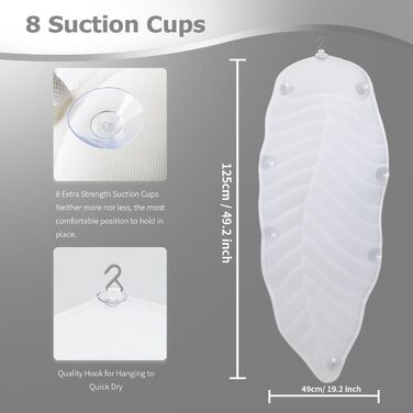 Bathtub Pillow Full Body Bath Pillow Cushion - Bathtub Mat with Headrest Supports Neck, Back and Legs - Hanging Hooks for Quick Drying Home Spa