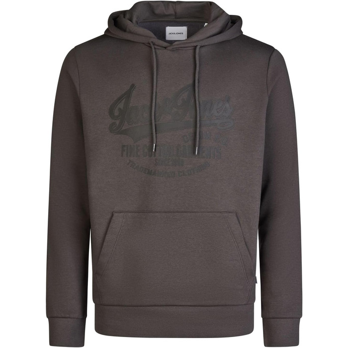 Чоловічий худі Jack & Jones Regular Fit JJEADRIAN з каптуром та принтом, колір Asphalt