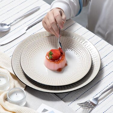 Тарілки та чашки GUTO Vancasso - 48-кількісний сервіз для 12 осіб (тарілки, десертні тарілки, миски, чашки)