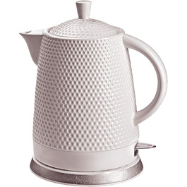 Electric Ceramic Kettle - 1.5L, White Vintage Design - Tea Kettle with Removable Lid