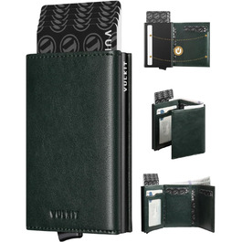 Кредитне портмоне для чоловіків VULKIT, Pop-up, RFID-захист, шкіряне з кишенями для грошей та ID-картки (зелене)