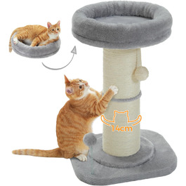 PAWZ Road Дряпалка для котів, висока дряпка з товстим сизалем [Dia=14cm], знімний м'який лежак, іграшка-пір'їнка