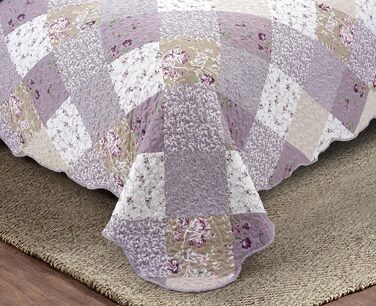 Комплект стеганих ковдр Brilliant Sunshine Grey Heart Love Patchwork (2 шт.) з чохлом для подушки, двостороння покривало, м'яка легка ковдра, всесезонна ковдра для двоспального ліжка (Фіолетовий)