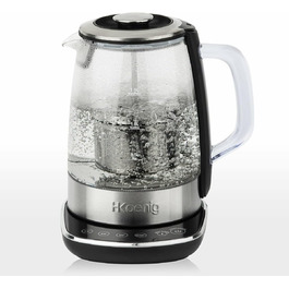 H.KOENIG TI600 Instant T Teapot Electric Kettle 1.5L, 1.5 liters, Stainless Steel/Glass