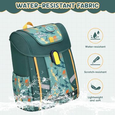 Шкільний рюкзак для хлопчика, 1-4 клас, ергономічний, з нагрудним ременем, 2025, для дітей 6-10 років, знімний поясний ремінь, світловідбиваючі елементи (зелений)