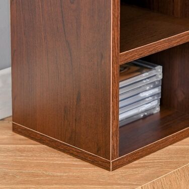 Стелаж HOMCOM для зберігання CD та DVD, 12 секцій, до 204 дисків, 21x20x175 см, коричневий