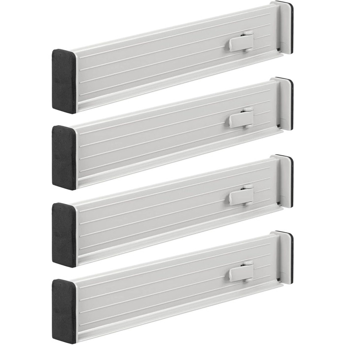 mDesign Adjustable Drawer Divider – Practical Drawer Organizer for Cabinets and Dressers – Flexible Plastic Drawer Dividers – 8-Piece Set – Smoke Gray and Black (Light Gray)