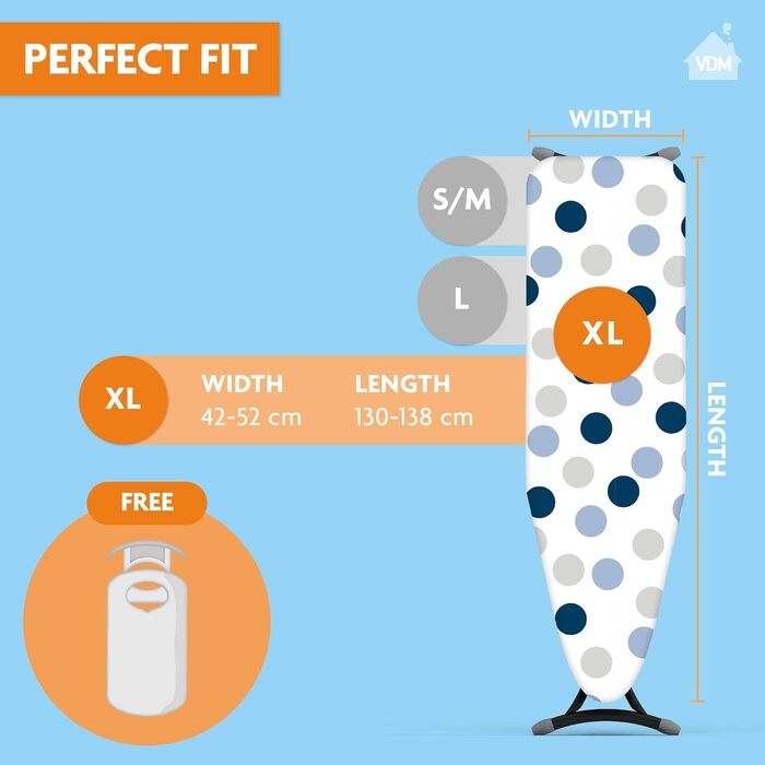 Чохол для дивана Bügetischbezug Cassic: 2 шт., 3 мм піна, розмір 38-45 см (ширина) x 120-125 см (довжина), універсальний, Dots, XL