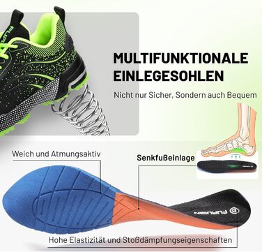 Черевики робочі чоловічі Furuian, спортивні, дихаючі, з металевим підноском (43 EU, зелені)