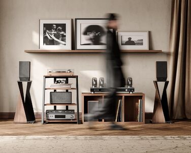 HiFi тумба FITUEYES для вінілу та аудіотехніки з полицями, 61x52x78 см - коричнева