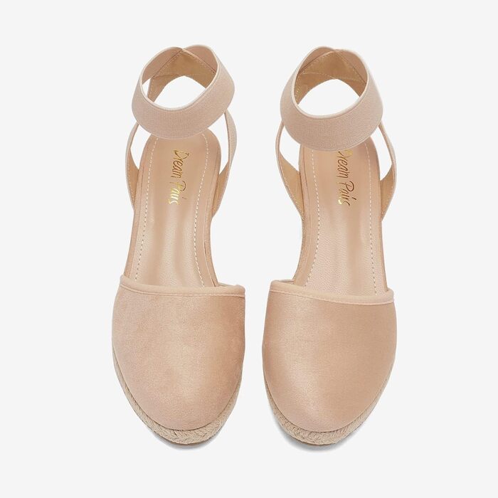 Босоніжки жіночі DREAM PAIRS на підборісі, бежеві, 41.5 EU, з еластичним ремінцем на щиколотку