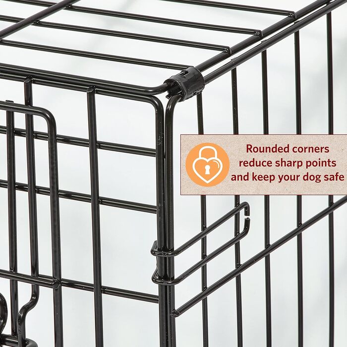 Кія для собак Midwest Homes Life Stages 1630DD, чорна, середнього розміру, з подвійними дверцятами, металева, 76 см, з перегородкою, захист підлоги, мийка, для собак середніх порід