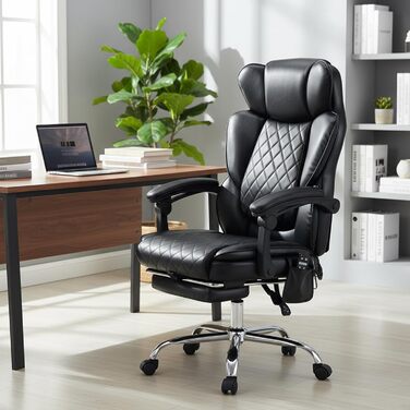 Офісне крісло Colamy з ергономічною підтримкою спини, регульованою підголівником та функцією масажу (чорний)