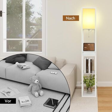 Стельова лампа YU YUSING з полицями, 1.6м, LED, E27, для вітальні, спальні, офісу (білий)