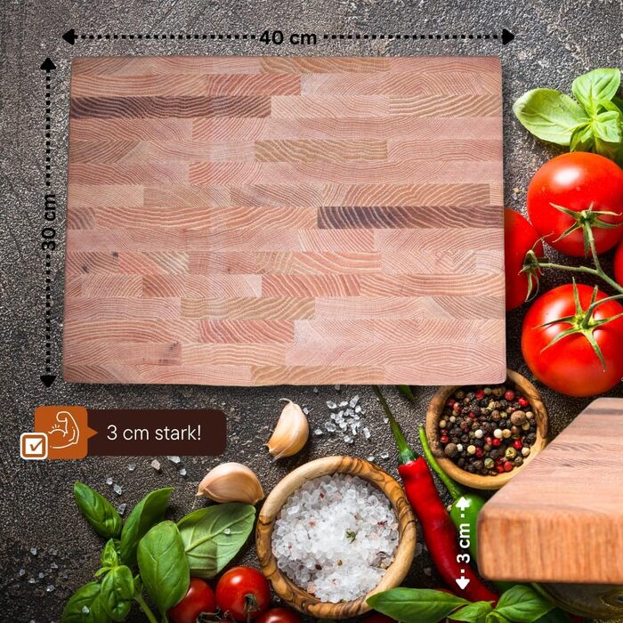 Іменна обробна дошка з дуба 40x30x3 см, преміум кухонна дошка з торцевого дерева з ніжками та ручкою
