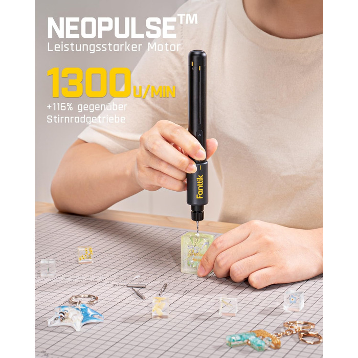 Електричний міні-дрель Fanttik K2 Nano - набір для DIY, 20 свердл, 800 mAh, для корпусу, пластику, смоли, ювелірних виробів