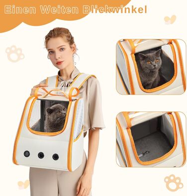 Рюкзак для кота/собаки, складаний, з вентиляцією, оранжево-білий