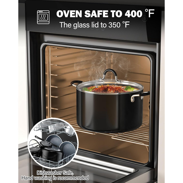 Набір кухонного посуду Cook N Home з антипригарним покриттям, мармур, 8 предметів