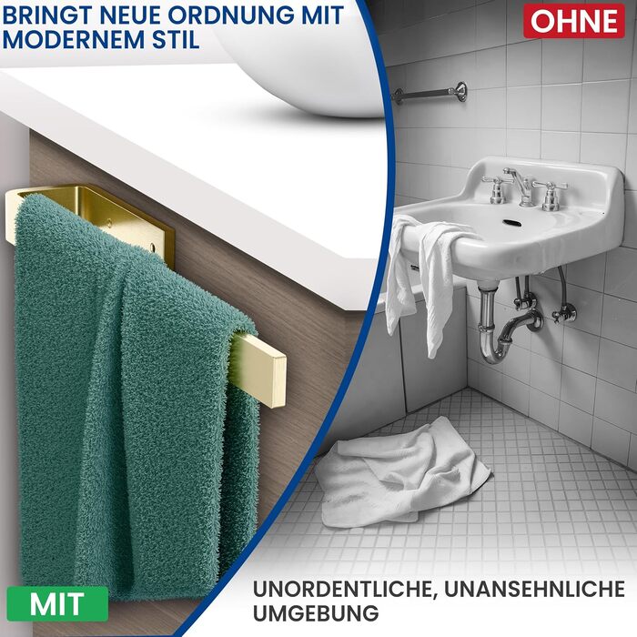 Настінна полиця для рушників rtmr, з кріпленням для свердління, преміум-якість, з алюмінію, 38 см, для ванної кімнати та гостьового туалету