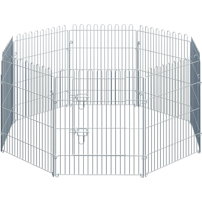 Летворегулятор для собак PawHut - вольєр з 8 панелей, 80 см, для собак, котів, цуценят, срібний (63 x 76 см)