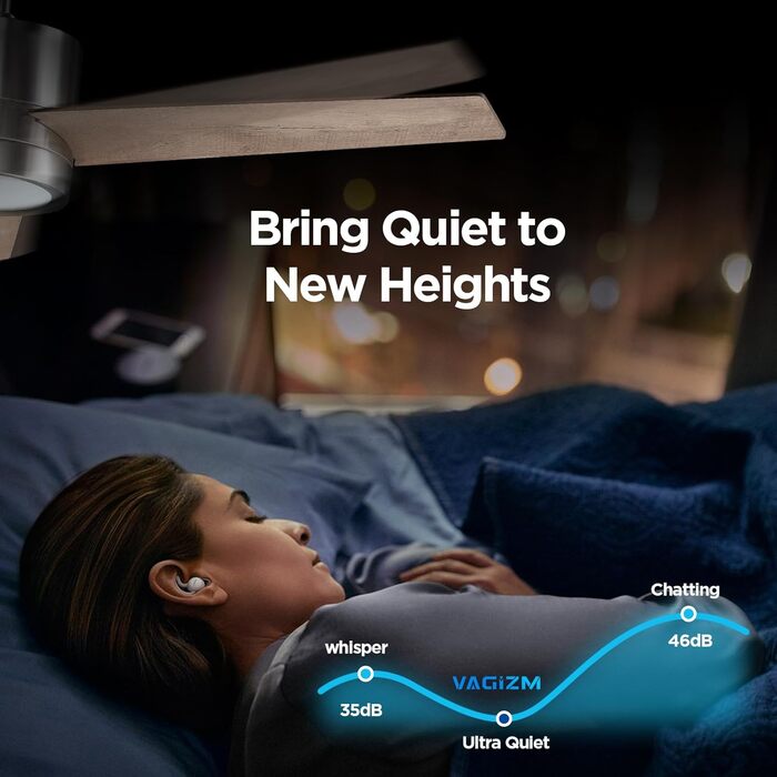 Стеляний вентилятор з підсвіткою для спальні: 132 см, тихий вентилятор з пультом керування, ідеально для вітальні, горіх, 6 швидкостей та трикольорові диммери – 220-240V