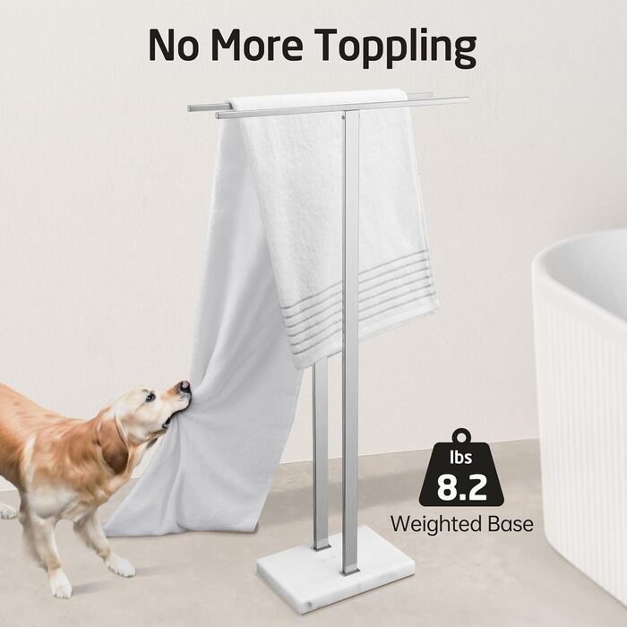 Підставка для рушників подвійна, настільна, з нержавіючої сталі, з мармуровою основою, 84 см, BTH217-2