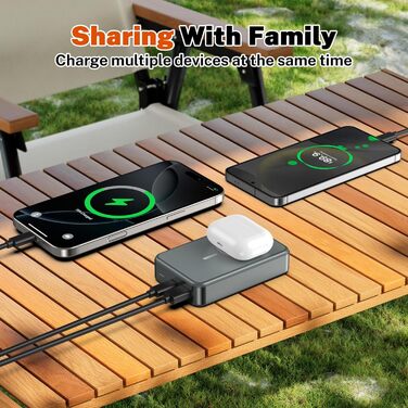Магнітний портативний Power Bank 26800mAh з USB-C, для iPhone та Android (сірий метал)
