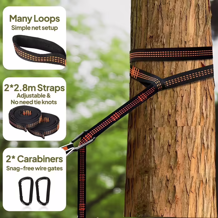 NATUREFUN Ultra-Light Travel Camping Hammock with Mosquito Net | 300 kg (660 lbs) Load Capacity, Breathable Quick-Drying Parachute Nylon | Includes 2 Premium Carabiners and 2 Nylon Straps