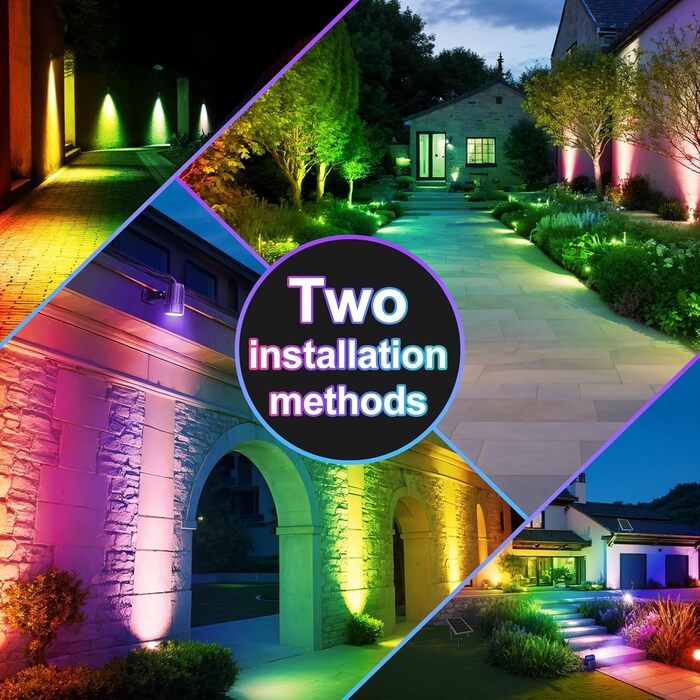 CLY Solar Lights for Outdoors, Solar Spotlights RGB Garden Lights with Remote Control IP66 Waterproof 10 Colors 30 Dynamic Modes Timer Garden Lighting for Gardens Path Christmas Decoration 6 Pack