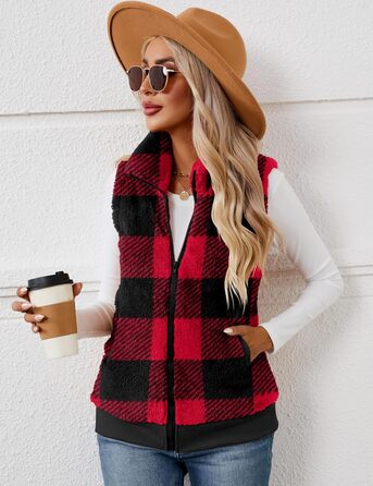 Жіночі теплі рукавички з флісу IECCP для осені та зими. Теплі рукавички з флісу для жінок, осінній/зимовий стиль, чорно-білий принт у клітинку (червоно-чорна клітинка), розмір S