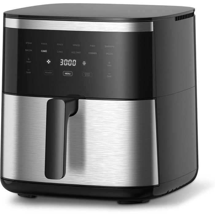 Фритюрниця без олії 7L XXL з сенсорним екраном, 12 програм, 1800W, чорний/сталь