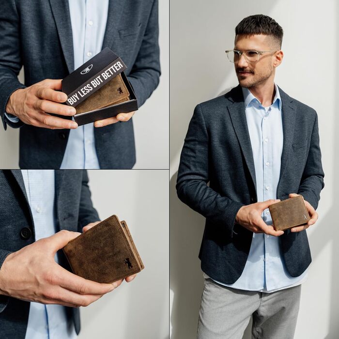 Berliner Bags Vintage Wallet, Portmonee (Coin Wallet) made of Leather, Wallet with TÜV-tested RFID protection, for Men - Brown