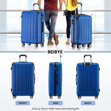 Чохол-валіза Beibye з кодовим замком, 4 колеса (чорний, смарагдово-синій), набір валіз