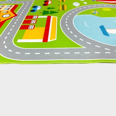 Дитячий килим Teppich-Traum з міською панорамою, сірий, 80x150 см (прямокутний, зелений)