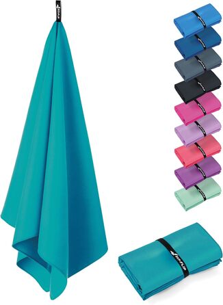 Рушник з мікрофібри Fit-Flip - компактний, легкий, швидковисихаючий - для подорожей, спорту, пляжу - великий, 50x30 см та 100x50 см (Petrol Blue)