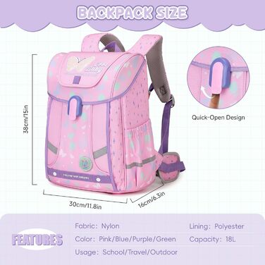 Шкільний рюкзак для хлопчика 1-4 клас. Ергономічний, з нагрудним ременем, 2025. Дитячий рюкзак для школи 6-10 років. Зйомний ремінь та світловідбиваючі елементи (Рожевий)