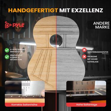 Акустична гітара Pyle для дітей та початківців, ½ розміру, з аксесуарами (сумка, тюнер, медіатор), чорна матова, 76 см