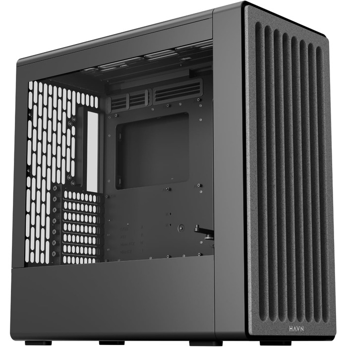 Корпус ПК HAVN Midi-Tower з 3 вентиляторами, Top Airflow, скло, чорний
