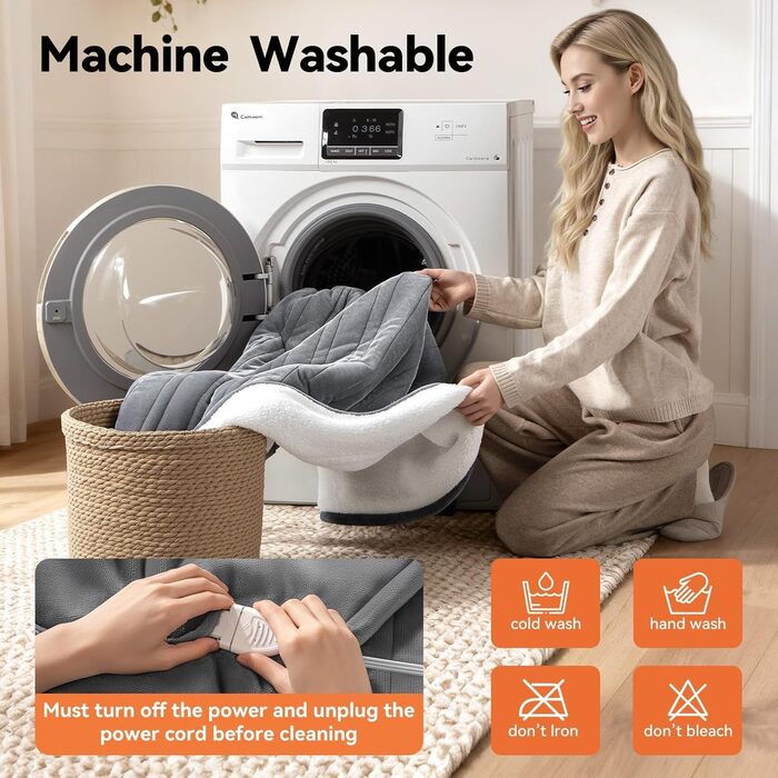 Електрична ковдра з підігрівом, 9 зон, таймер 1-9 годин, функція пам'яті, швидкий нагрів, фланель/шкіряна підкладка, 160x120 см, для 1 особи/дивану