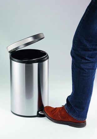 Педальний відро для сміття Durable 12 л металеве кругле, нержавіюча сталь, з автоматичним закриттям та знімним відром