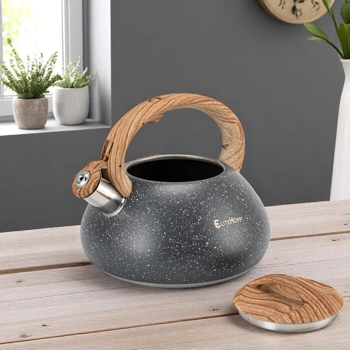 Чайник Induktion EliteHoff 3L з нержавіючої сталі з автоматичним свистком, сірий (E-5111)