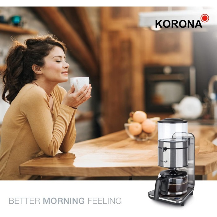 Кавоварка Korona 10295, нержавіюча сталь, 1,25 л, 1800 Вт, технологія проливного заварювання