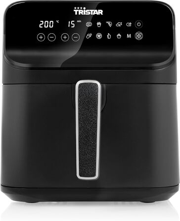 Аерофритюрниця Tristar FR-9025 6л Цифрова, Матова Чорна - Фритюрниця без олії для 1.5 кг картоплі, 9 програм, LED Touch дисплей, Економія енергії до 70%, 1350 Вт