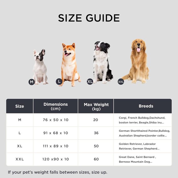 Килимок для собак BEDSURE 76x50 см - м'який, миючий, для маленьких та середніх собак, 10 см заввишки (чорний)