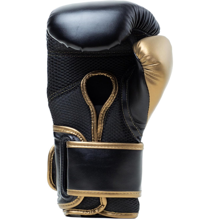 Боксерські рукавички Everlast Powerlock 2R, 12 oz, чорний/золотий – для спарингу, тренування на боксерському мішку, з підтримкою зап'ястя, 4-шаровий шар, оригінальна екіпіровка Everlast