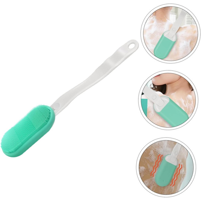 Back brush, body brush, peeling brush, body brush, massage brush, electric massage brush for the back, long-handled back scrubber, bath brush, silica gel, Green